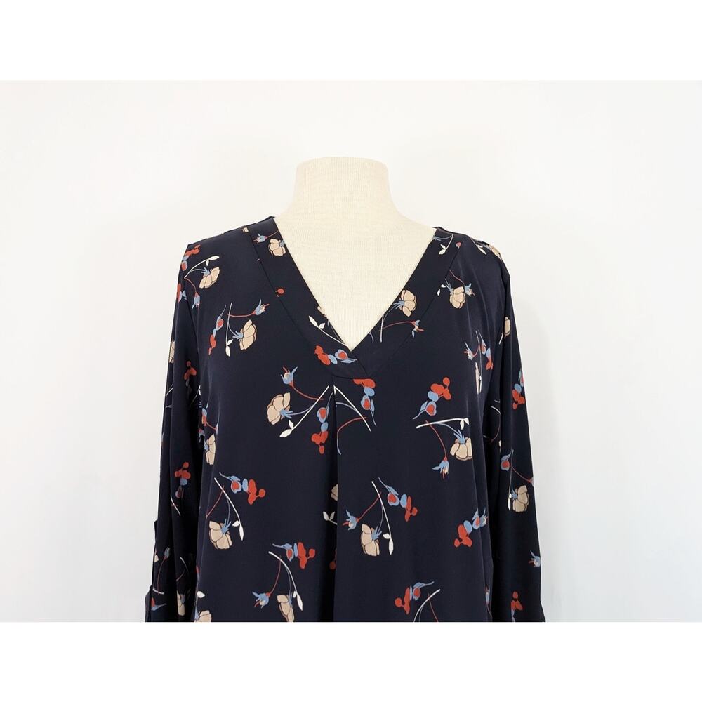 Beacon Stitch Fix Top Navy Blue Floral Print Blouse Women's Size 1X - Picture 2 of 7